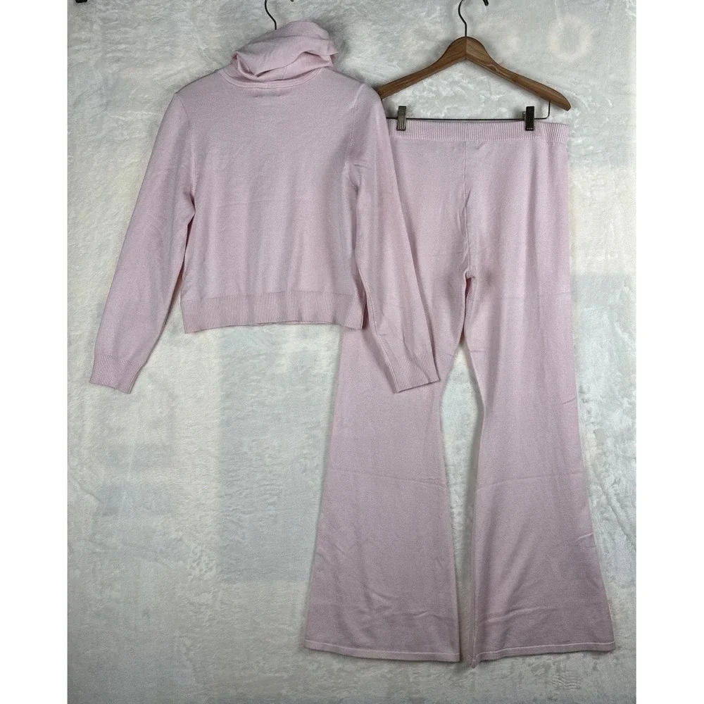 Juicy Couture Pink Knit Sweater Hoodie & Pants Set‎ Outfit Sz XL Lounge Y2k 90's